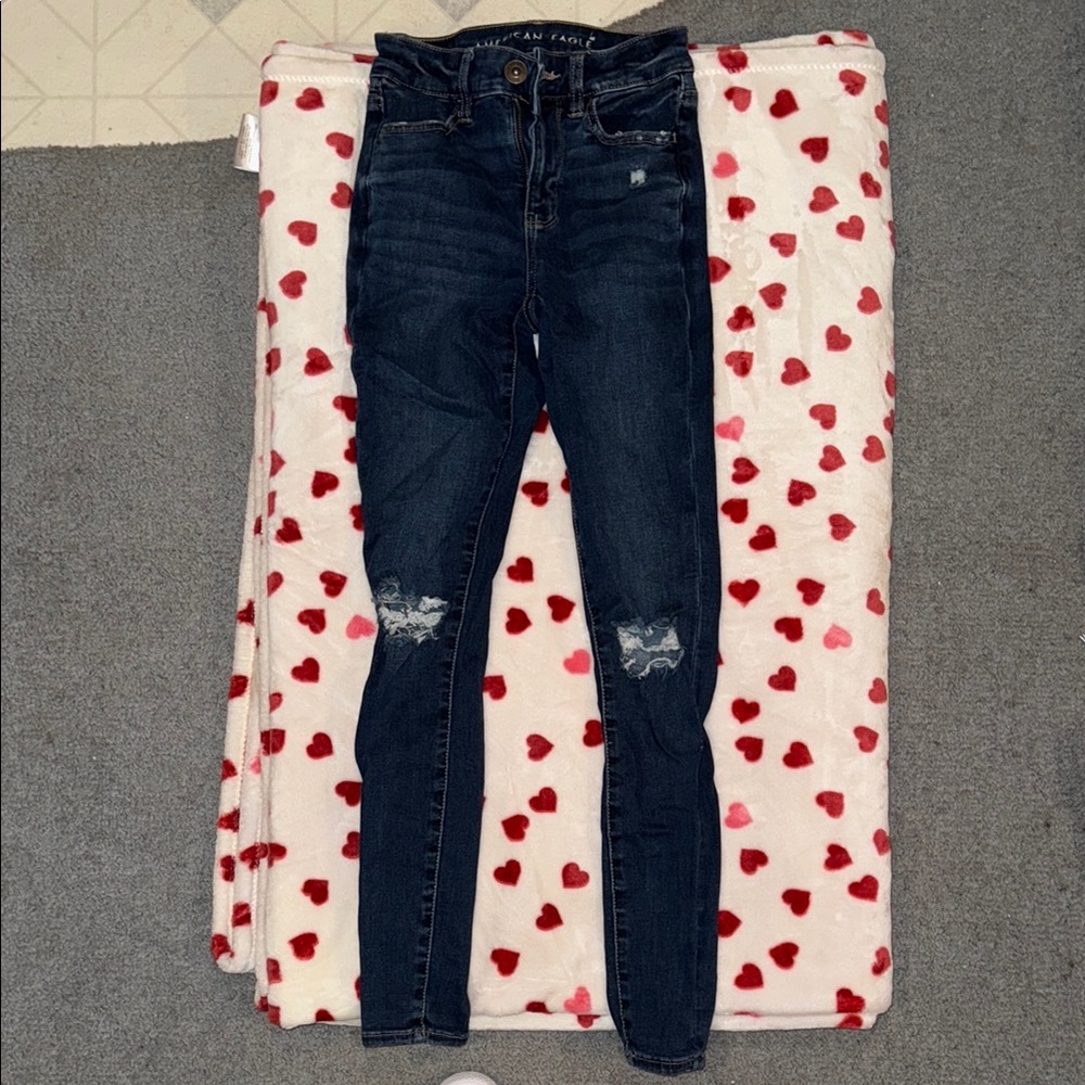 American Eagle Regular Dark Blue Distressed Women's Skinny Jeans